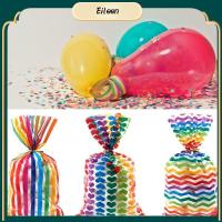 EILEEN 120 pcs ลายจุดกลม ถุงกระดาษแก้วสีรุ้ง กับผูกบิด ลายพิมพ์ลาย ถุง goodie สวยดีครับ 10.83 "x 4.92" ถุงขนมถุง วันเกิดทารกฝักบัว