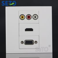 SeTo 86 Type Single Port RCA AV Audio + HDMI + VGA Panel Wall Plate Socket Keystone Faceplate