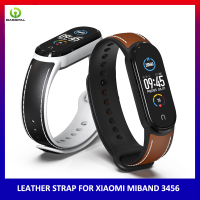 BassPal สายรัดข้อมือหนังแท้สไตล์ใหม่,สำหรับ MiBand 6 5สายสำหรับ Xiaomi Mi Band 5 4 3สายรัดข้อมือสำหรับ Xiaomi Miband 3 4