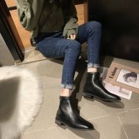 Style [Square Toe Short Boots] Korean Version Square Boots Women Autumn Winter British 2022 Thin Back Zipper Trendy A2