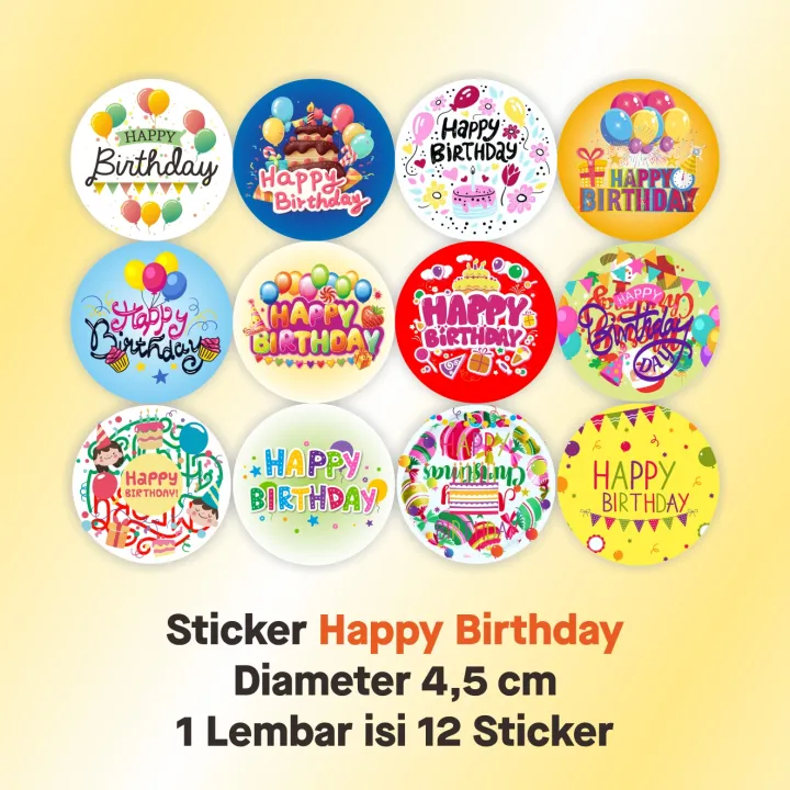 Stiker Label Happy Birthday Sticker Selamat Ulang Tahun Diameter 4,5 cm