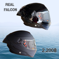 หมวกกันน็อคหุ้มคาง Real รุ่น falconสีล้วน (เรียล ฟัลคอน) แว่น2ชั้น มีสปลอยเลอร์ในตัว รองรับแผ่นกันฝ้า หูฟังบลูทูธ สีดำด้าน ดำเงา