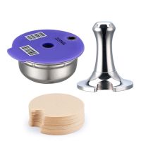 For Machine Coffee Capsule Pod Refillable Filter Pod+Pressing Powder Hammer+Filter Paper