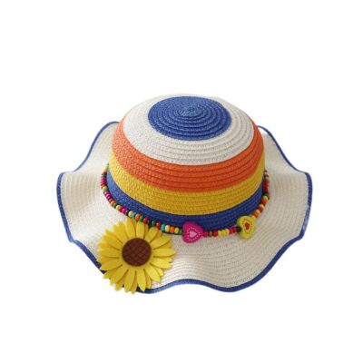 แฟชั่นหวานๆของขวัญสำหรับเด็กผู้หญิงหมวกนุ่มทานตะวันกระบังแสงปานามาสไตล์เกาหลีทำจากฟางหมวก