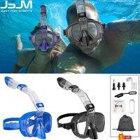 JSJM Snorkel ชุดดำน้ำป้องกันหมอกแบบพับได้พร้อมระบบ Dry Top สำหรับว่ายน้ำอุปกรณ์ดำน้ำตื้นระดับมืออาชีพ S Kids