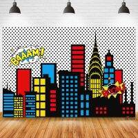 Custom Name Birthday Backdrop Superhero Super Hero Comic City Buildings Baby Shower Boy Photography Backgrounds For Photo Studio Bar  Wine Tools