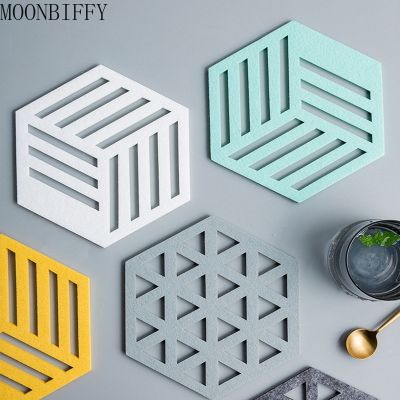 【CC】∏☏  Hexagonal Placemat Resistant Drink Cup Coasters Non-slip Pot Holder Table Accessories Saucer