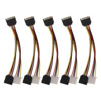 5pcs SATA 15Pin Male to 4Pin IDE Female + SATA Female Power Adapters Cable