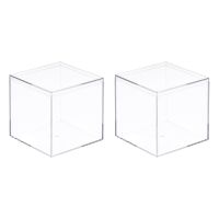 Uxcell Clear Acrylic Plastic Storage Box Square Cube Display Case with Lid 7.1x7.1x7.1cm Container Box Pack of 2