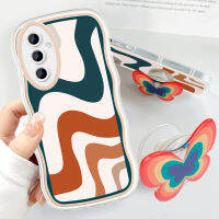 เคสโทรศัพท์ลายคลื่นปลอกสำหรับ Samsung Galaxy M30 M14 5G พร้อมที่วางนิ่มแฟชั่นเคสโทรศัพท์ลายคลื่นหลากสีสไตล์เรียบง่ายปกป้องกล้องเคสโทรศัพท์มือถือคลุมทั้งหมดกันกระแทก