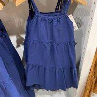 ห้องลองเสื้อของ UNIQLO สาวใหม่ริมทะเล Klein Blue Seersucker ย่นเอี๊ยมกระโปรงใหม่454268 J.lindeberg DESCENTE PEARLY Gate Footjoymalbon Uniqlo