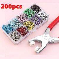 200 ชุด 10 สี Snap Fasteners ชุด Metal Hollow และ Solid Five Claw Buckle Set with Hand Pressure Pliers Tool