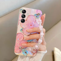 เคสโทรศัพท์ Samsung A54 A34 A24 A14 M14 พร้อมสายรัดข้อมือน่ารักลายดอกไม้สวยงามปลอกอ่อน Galaxy A54 A34 A24 A14 M14 ฝาครอบโทรศัพท์