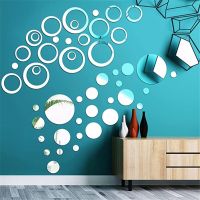 24/10PCS 3D Mirror Wall Sticker Round Love Acrylic Wall Sticker TV Background Living Room Home Bathroom Decoration Stickers Wall Stickers  Decals