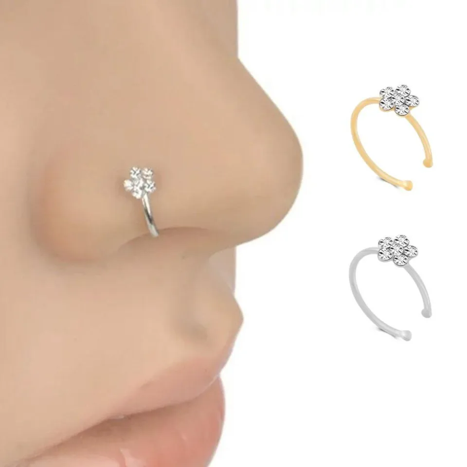 Diamond flower hot sale nose ring