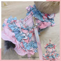 Glitter Pooch ชุดรัดอก สายจูง เสื้อผ้า สุนัข, หมา, แมว, สัตว์เลี้ยง พร้อม สายจูง รุ่น Tulip Dreamer Pink