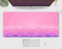 Kawaii Clouds Table Pad XXL แผ่นรองเมาส์สีชมพูน่ารัก 90x40 Pastel Purple Sky Moon Star Table Pad แผ่นรองเมาส์เกมขนาดใหญ่