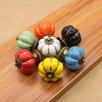 【LZ】✸✔  40mm Pumpkin Ceramic Handles Drawer Knobs Single Hole Closet Door Handles Cabinet Handles with Screws Furniture Handles