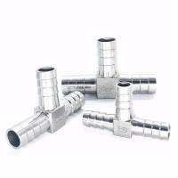 304 Stainless Steel T-Shape  Tee Barb Hose Fittings 6mm- 32mm 3 Way Hose Tube Barb Barbed Coupling Watering Systems Garden Hoses