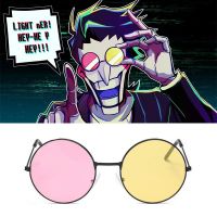 【LZ】♞☼  Men Spamton Cosplay Glasses Boss Spamton Cosplay  Mixed Color Sunglasses Cos Prop Round Frame Sunglasses Halloween Accessories