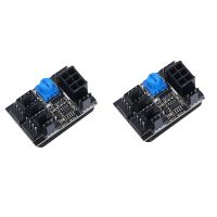 2Pcs Chassis Fan PWM Hub Speed Controller High Power Support DC12V 3PIN/4PIN Desktop Computer Cooling Fans Splitter