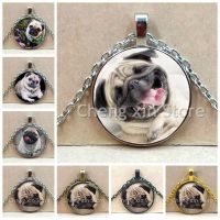 New Glass Round Pendant Animal Jewelry Pug Necklace Pendant Dog Picture Necklace The Best Gift for Dog Lovers