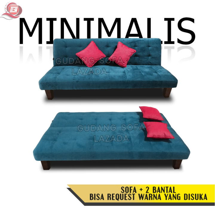 Sofa Bed Minimalis + 2 Bonus Bantal. Bahan Bludru. Bisa Request Warna ...