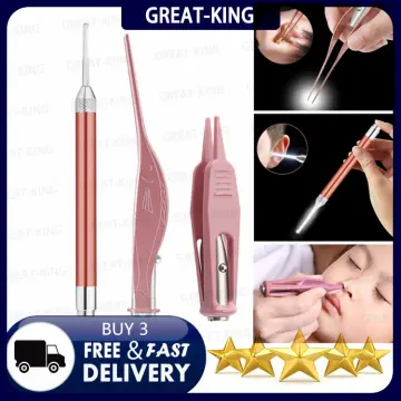 Baby Safe Nose Clip Led Light Tweezers Pincet Forceps Ear Nose