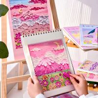 【living stationery】สมุดบันทึกการวาดภาพ A3/A4 PinkYellow ColorfulBlank Thicken Sketch Hand PaintedNotebook