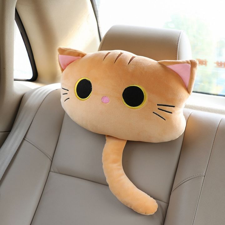 เบาะนั่งในรถขนสัตว์น่ารักหมอนรองคอหมอนการ์ตูนตุ๊กตาแมวเบาะรองคอแผ่นหุ้มกันรอยภายในรถส่วนบุคคล