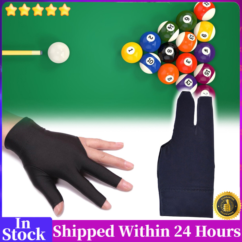 Billiard Gloves,Snooker Billiard Shooter Cue Pool Gloves Left Hand Open Three Finger Spandex Glove 