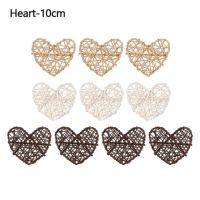 10PCS Wood Coffee White Rattan Ball Heart Stars DIY Accessories Home Decorations Christmas Tree Ornament Wedding Party Supplies