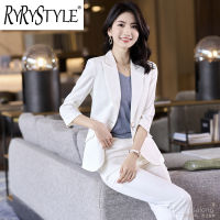 RYRYSTYLE 2023ใหม่กางเกงสูทมืออาชีพแขนยาวปานกลางสำหรับผู้หญิงเสื้อสูท8619สำหรับสัมภาษณ์