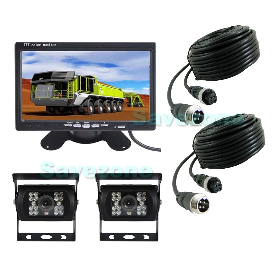 Vehicle Backup Camera and inch Screen Monitor Kit   IR Night Vision Reverse Rear View Parking Camera System with Pin 15m Cable for Bus RV Truck Tr - 2