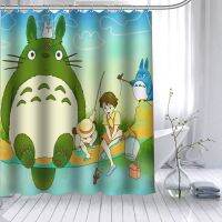 ผ้าม่านโพลีเอสเตอร์อะนิเมะ2มาใหม่ล่าสุด Totoro พิมพ์ความคมชัดสูงผ้าม่านห้องน้ำกันน้ำม่านอาบน้ำตะขอ12