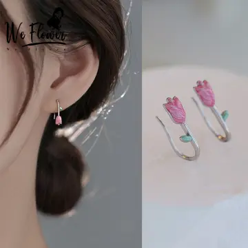 Korean Earring Claw Ear Hook Clip Earrings for Women Four-Prong Setting CZ  Gold Color Ear Earrings Fashion Jewelry Girl Gift (Metal Color: 7)