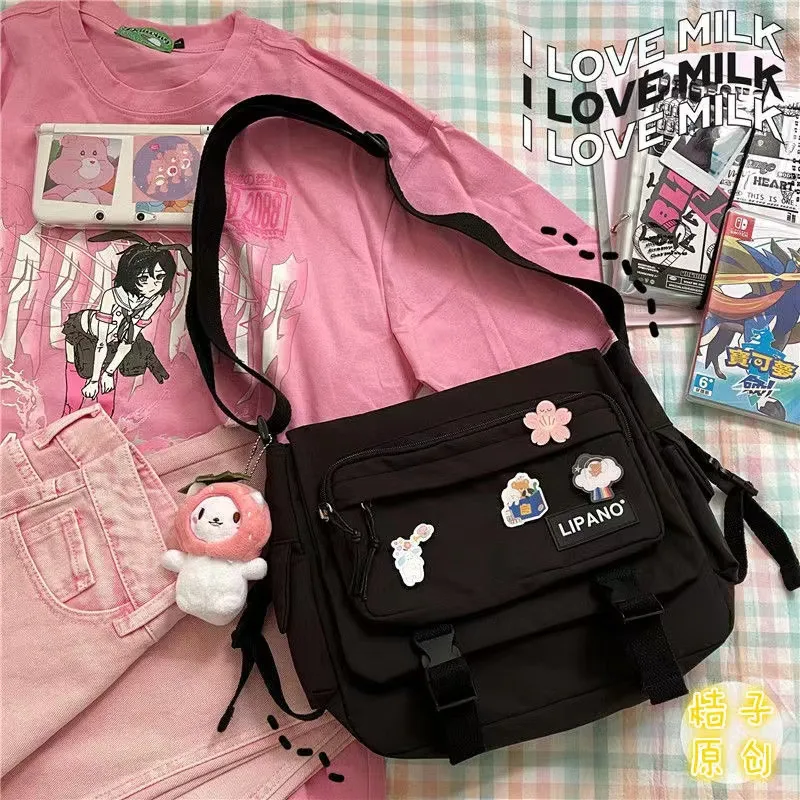 Japanese Harajuku Crossbody Bags For Women High School Girls Messenger Bag  Patchwork Handbags School Book Bag Shoulder Bag Bolso