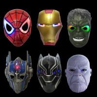 Marvel The Avengers 4 Iron Man Super Hero Spider-Man Hulk Thanos Helmet Children With Light Cosplay Toy Gift For Boys