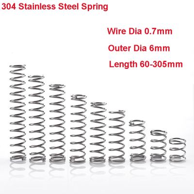 【Worth-Buy】 5ชิ้นสปริงชนิด Y 304สายไฟสปริง Dia 0.7มม. เส้นผ่านศูนย์กลางด้านนอก6มม. ยาว60-305มม.