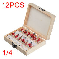 12Pcs 14 Router Bit Set Trimming Straight Milling Cutter Wood Bits ทังสเตนคาร์ไบด์ตัดงานไม้ Trimming