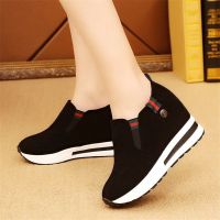 Hidden Height Increase Platform Shoes Thick Bottom Lazy Slip on Loafers Womens Autumn Casual Wedge Chunky Sneakers 2021 Fashion