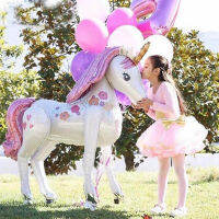 Large Tall Unicorn Party Decorations 3D Animal Foil Balloon Baby Shower Girls Happy Birthday Kids Room Supplies Latex Balloon