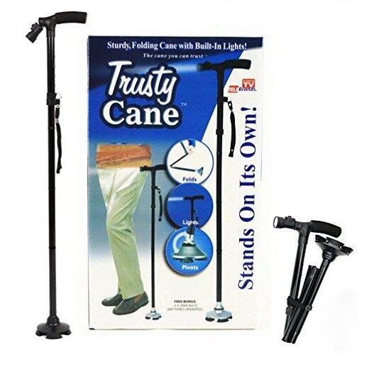Trusty Cane LED Walking Cane Safety Walking Stick All Terrain 4 Head