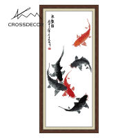 Crossdecor Cross Stitch ออกแบบใหม่สัตว์รูปแบบ Aida 14CT 11CT ผ้า Handmade ปักชุดพร้อมวัสดุสำหรับผู้เริ่มต้นตกแต่งสำหรับ Sala Wall - Fish Paradise