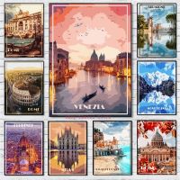 HD Printed Italy Travel Scenery Poster-งานศิลปะวินเทจสำหรับบ้านคาเฟ่บาร์ตกแต่ง0921