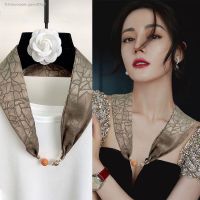 Pearl necklace magnetic clasp lazy scarves female summer clavicle chain neck scarf decoration with tie-in shirt