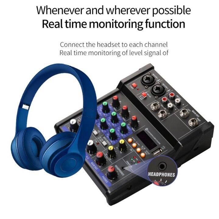 Professional 4 Channel USB Audio Mixer With Wireless Microphone Studio