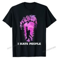 Bigfoot Middle Finger I Hate People Abduction Sasquatch T-Shirt Summer Tops Shirts Cotton Men T Shirts Summer Family