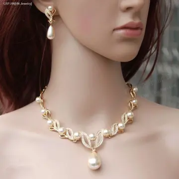 Gold necklace sets deals with price