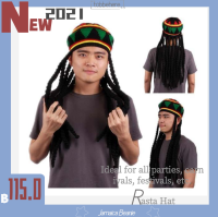 【 Stock】Rhasta หมวก Rasta จาเมกาถักโครเชต์ Slouchy Bob Marley เร็กเก้สไตล์หมวกสีเขียว/สีเหลือง/สีดำ/สีแดง